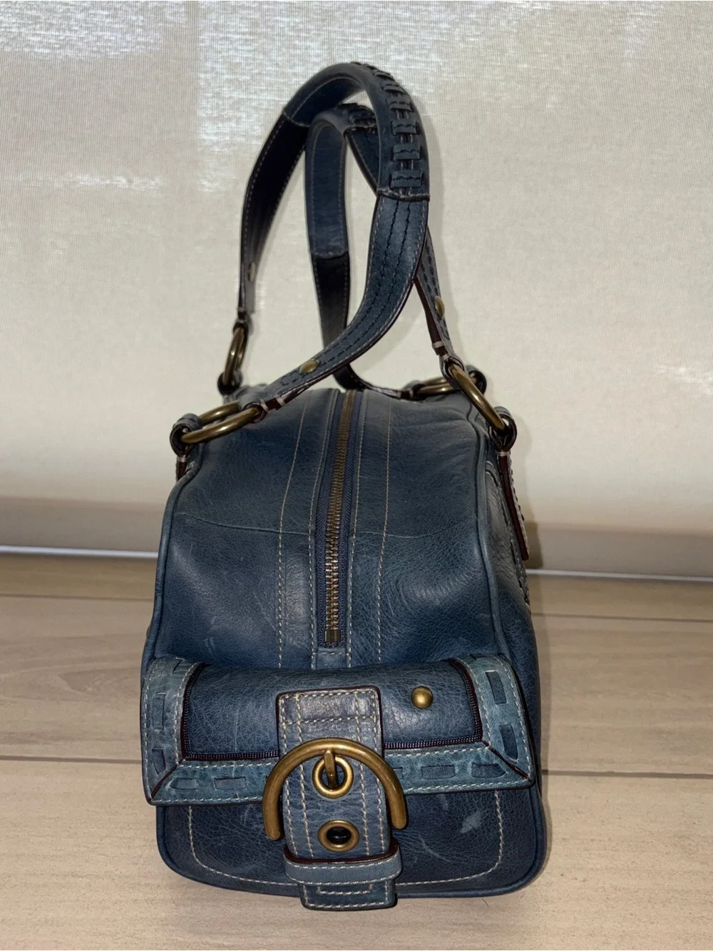 RARE Limited Edition Coach Mia Satchel – Style 10064 – Ink Blue Leather